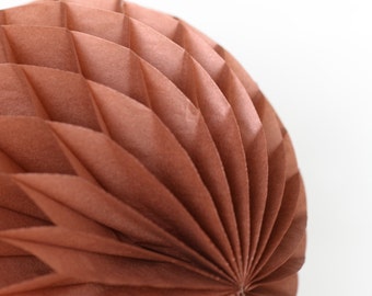 Metallic Copper honeycomb balls | Brown paper pom poms | Christmas decoration | New year party decoration