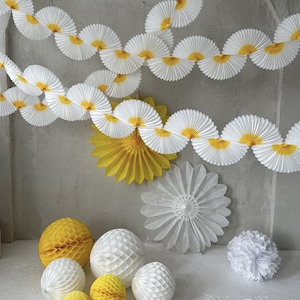 Decorazioni per feste a forma di margherita, gialle e bianche - Ghirlanda di carta, ventagli, nido d'ape, decorazioni per baby shower primaverili, compleanni e matrimoni