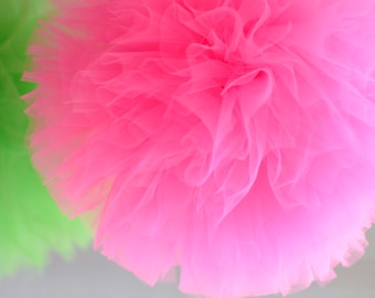Pink Tulle Pom Pom: Medium Nursery Decor (8&quot;)