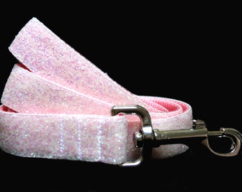 Iridescent Glitter Dog Leash Sparkly Pink Dog Leash Bling Pet Leash Washable Lead