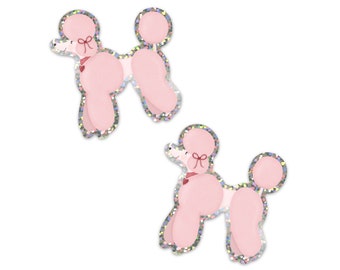 Pink Poodle Stickers Poodle Stickers Set of 4 Glitter Stickers