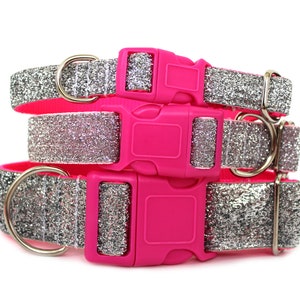 Glitter Dog Collar 3/4&quot;, 1&quot;, or 1.5&quot; Pink Dog Collar Summer Dog Collar