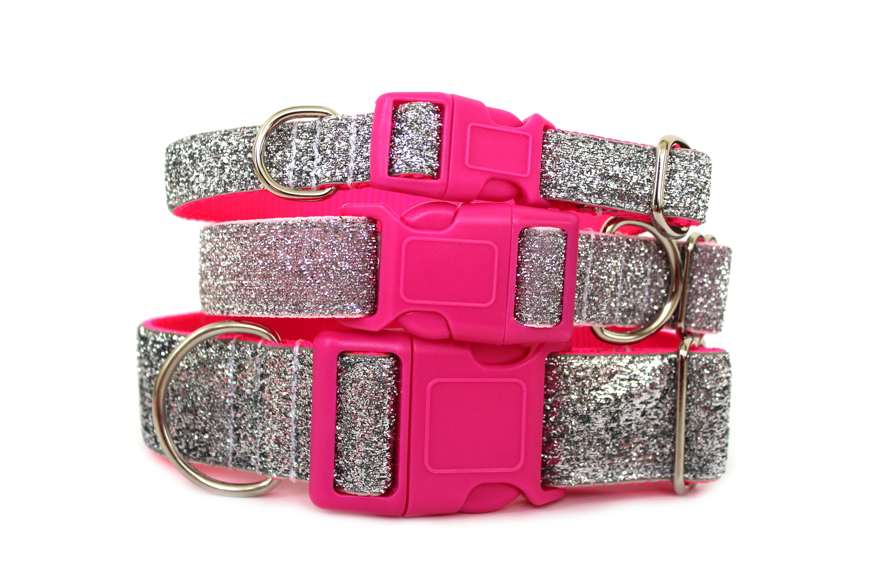 Glitter Dog Collar 3/4", 1", or 1.5" Pink Dog Collar Summer Dog Collar