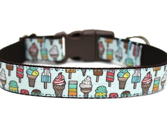 Summer Dog Collar 3/4" or 1" Ice Cream Dog Collar