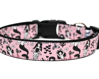 Mermaid Dog Collar, Pink Summer Dog Collar, Girl Dog Collar