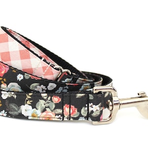 Floral Dog Leash 1&quot; Flower Dog Leash Gingham Dog Leash
