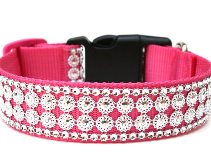 Rhinestone Dog Collar 1.25 Hot Pink Dog Collar Etsy