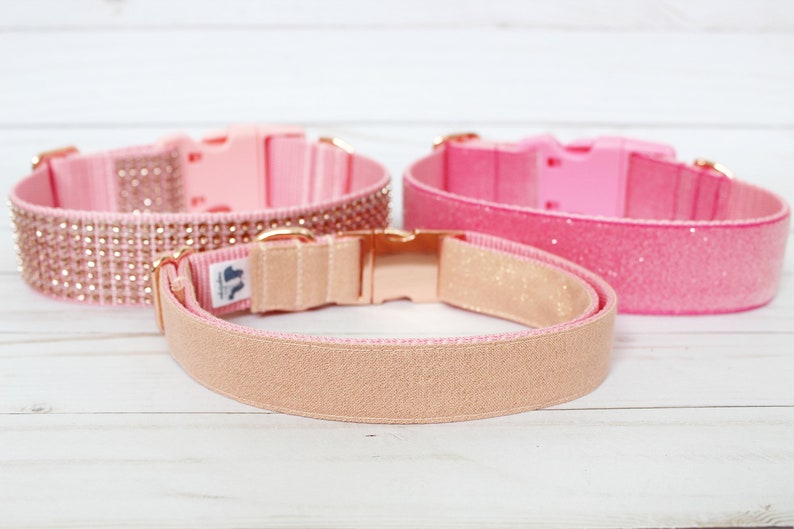 Rose Gold Dog Collar 1 or 1.5 Rhinestone Dog Collar image 7