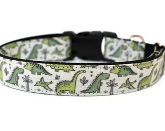 Dinosaur Dog Collar, Green Jurassic Dino Collar for Dogs