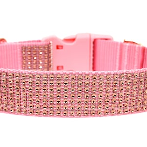 Rose Gold Dog Collar 1 or 1.5 Rhinestone Dog Collar image 1