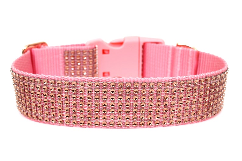 Rose Gold Dog Collar 1 or 1.5 Rhinestone Dog Collar image 1