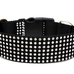 Rhinestone Dog Collar 1.5&quot; Black Dog Collar