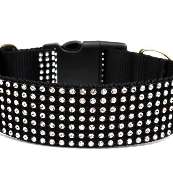 Rhinestone Dog Collar 1.5" Black Dog Collar