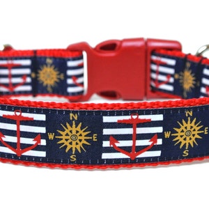 Nautical Dog Collar 1&quot; Anchor Dog Collar
