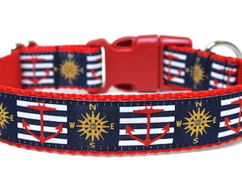 Nautical Dog Collar Anchor Dog Collar Preppy Ocean Dog Collar