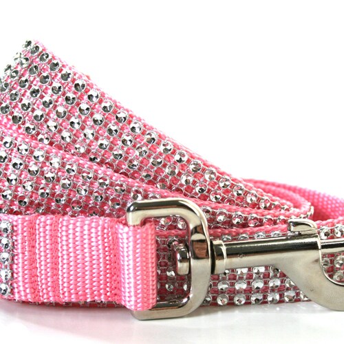 Pink Dog Leash 1 Wide Rhinestone Dog Leash Etsy