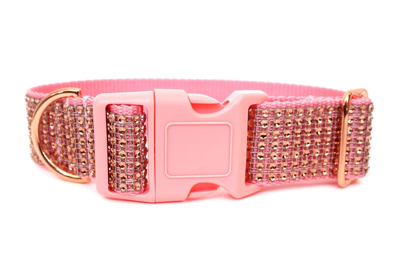 Rose Gold Dog Collar 1 or 1.5 Rhinestone Dog Collar image 3