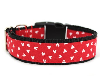 Heart Dog Collar 1" or 1.5" Valentine's Day Dog Collar Red Dog Collar