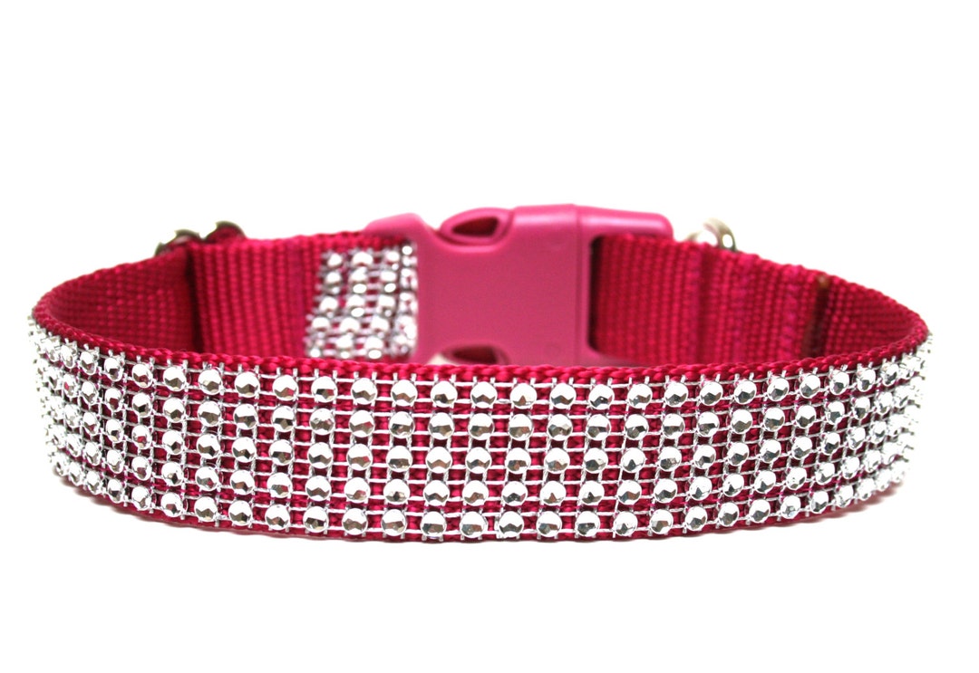 Rhinestone Dog Collar 1 Dark Pink Dog Collar Etsy