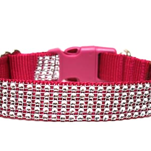 Rhinestone Dog Collar 1&quot; Dark Pink Dog Collar