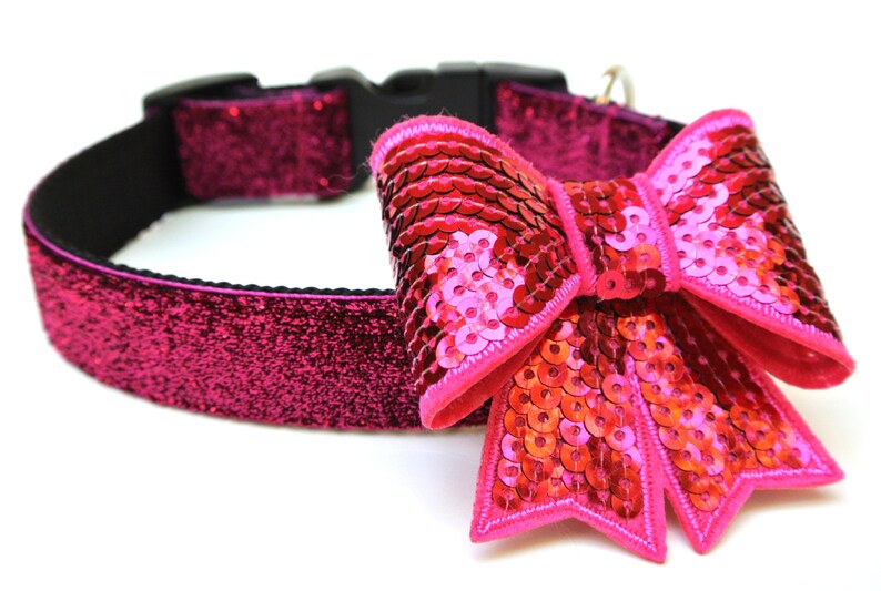 Pink Dog Collar 1 Pink Sparkle Glitter Dog Collar Etsy