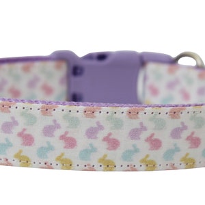 Easter Dog Collar 1&quot; Bunny Dog Collar Pastel Dog Collar