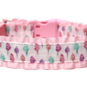 Pink Dog Collar 1&quot; Cotton Candy Dog Collar With or Without Ruffles