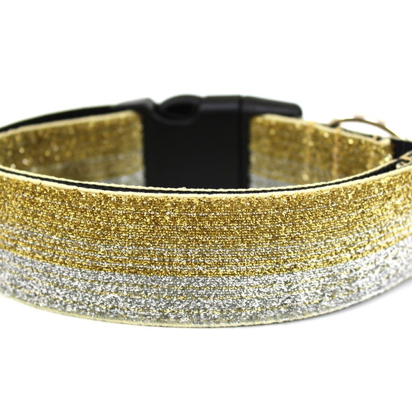 Glitter Dog Collar 1" or 1.5" Ombre Dog Collar Gold Dog Collar Silver Dog Collar