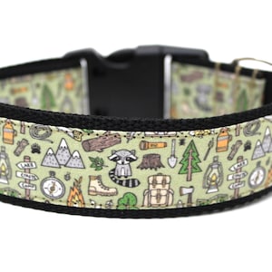 Boy Dog Collar 3/4&quot;, 1&quot; or 1.5&quot; Camping Dog Collar