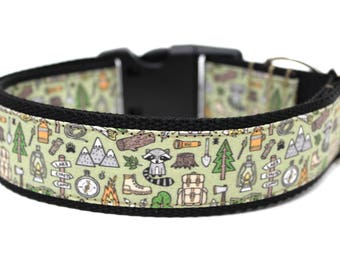 Boy Dog Collar 3/4", 1" or 1.5" Camping Dog Collar