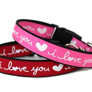 Valentines Day Dog Collar 1"  I Love You Dog Collar
