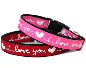 Valentine’s Day Dog Collar, I Love You Dog Collar, Heart Dog Collar, Cute Valentine Puppy Collar