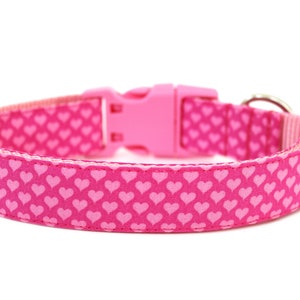 Pink Hearts Dog Collar 3/4" or 1" Valentines Day Dog Collar