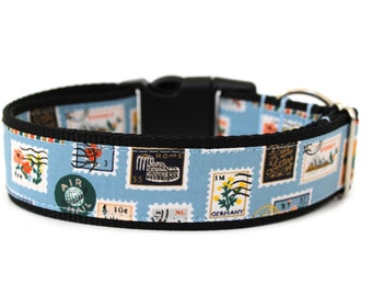 Summer Dog Collar 3/4", 1", or 1.5" Travel Dog Collar Stamps Dog Collar