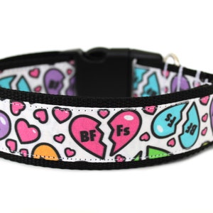 Best Friend Dog Collar 1" or 1.5" Colorful Dog Collar Besties Dog Collar