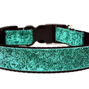 Aqua Dog Collar 1" Glitter Dog Collar