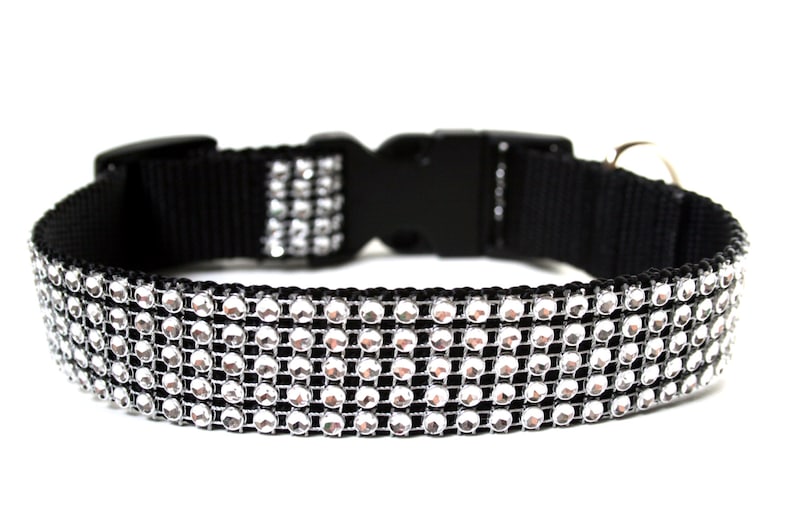 Rhinestone Dog Collar 1 Black and Silver Dog Collar Etsy
