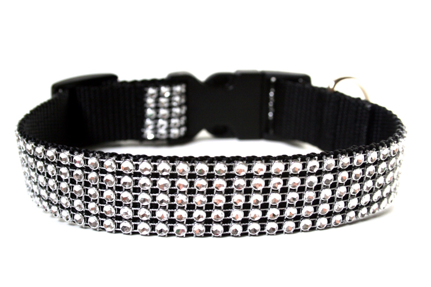 Rhinestone Dog Collar 1 Black and Silver Dog Collar Etsy