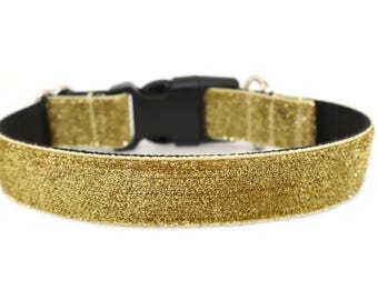 Gold Glitter Dog Collar 1” Sparkle Collar for Dogs, Holiday Dog Collar