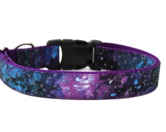 Galaxy Dog Collar, Purple Cosmic Dog Collar, Celestial Space Dog Collar
