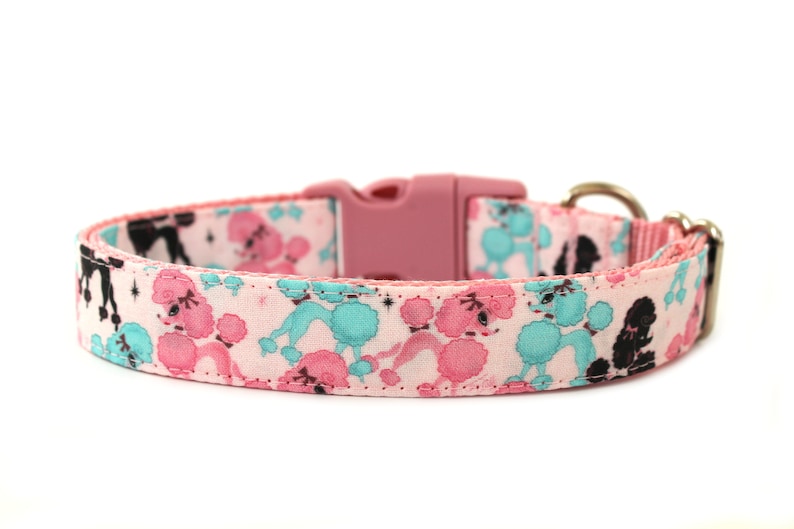 Poodle Dog Collar 1 or 1.5 Pink Dog Collar image 1