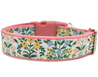 Floral Dog Collar 1" or 1.5" wide Flower Dog Collar Easter Dog Collar