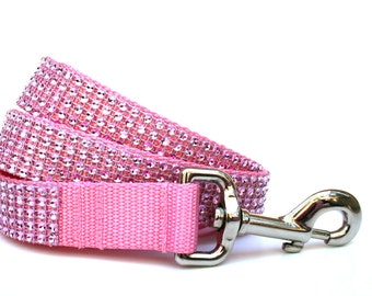 Pink Dog Leash 1" Rhinestone Dog Leash