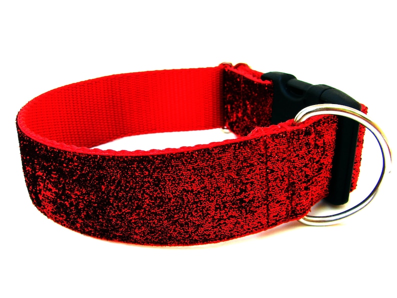 Large Dog Collar 1.5 Red Glitter Dog Collar Etsy Canada