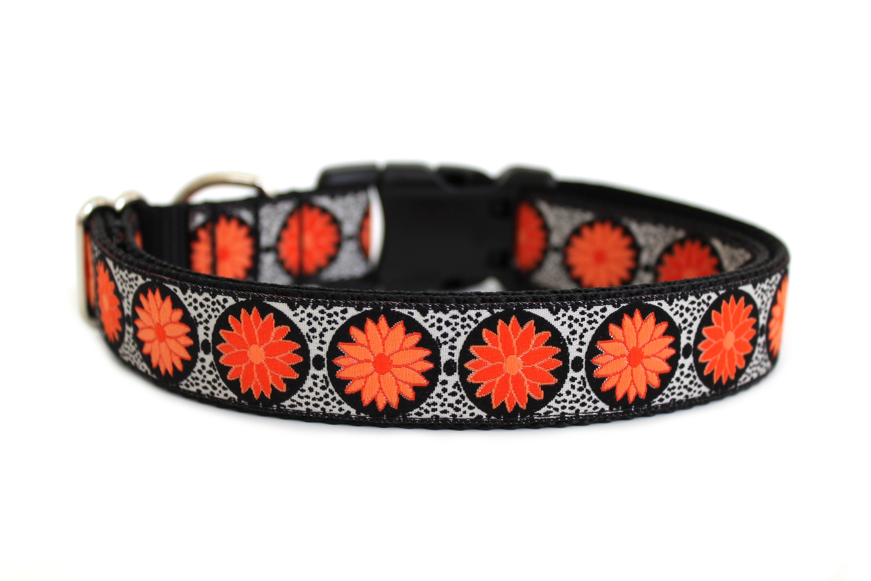 Herbst-Hundehalsband – Nylon, Verstellbar, Mit Sonnenblumen-Muster, Größe L (38,1–55,9 Cm)