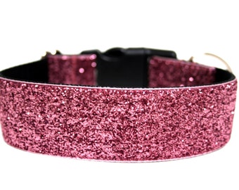 Sparkle Dog Collar 1.5" Pink Glitter Dog Collar