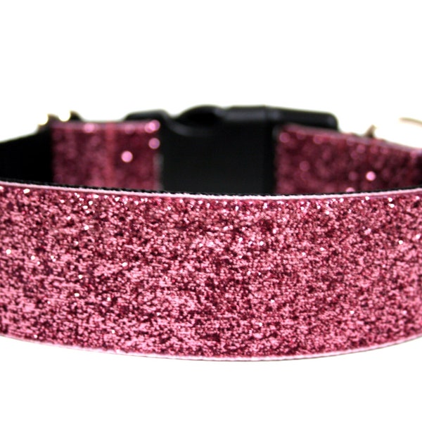 Sparkle Dog Collar 1.5" Pink Glitter Dog Collar