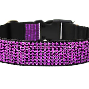 Purple Rhinestone Dog Collar 1&quot; or 1.5&quot; Purple Dog Collar