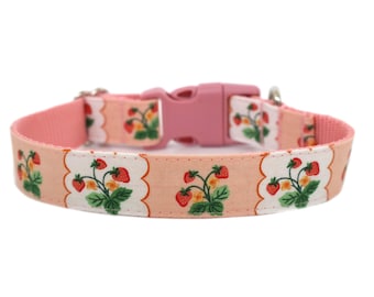 Strawberry Dog Collar Pink Strawberry Collar Cute Summer Dog Collar Cottagecore Dog Collar
