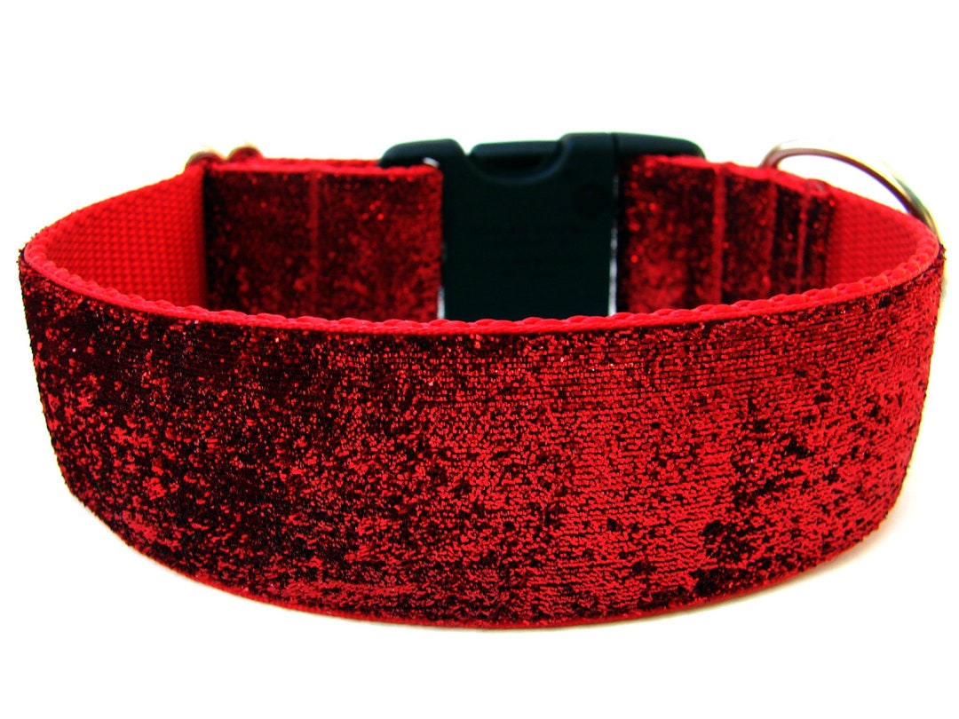 Large Dog Collar 1.5 Red Glitter Dog Collar Etsy
